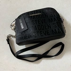 𝐒𝐎𝐋𝐃 Steve Madden Black Faux Leather Bmarilyn Logo Crossbody Bag